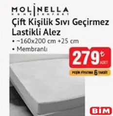 MOLİNELLA ÇİFT KİŞİLİK SIVI GEÇİRMEZ LASTİKLİ ALEZ